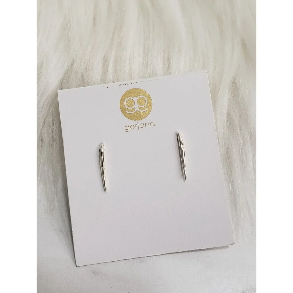 NEW GORJANA NORA‎ silver tone stud earrings dagger lines simple pierced ears